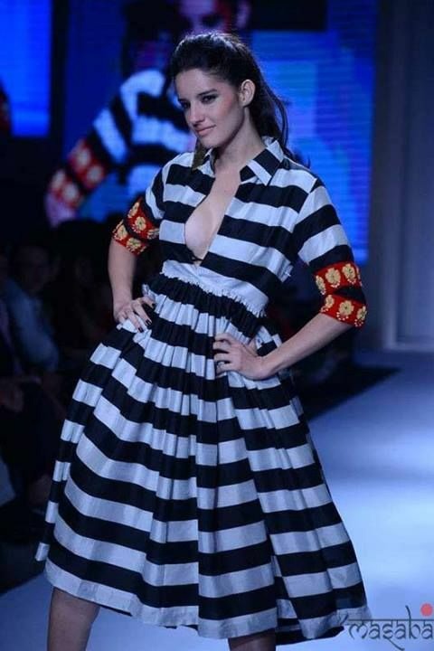 Masaba Gupta creation - striped dress with floral details on sleeve&hellip;luv the quirkiness of
