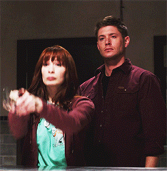 cas-is-deans-huggy-bear:  weeping-angels-take-the-ponds:  Her eyes were closed when she pulled the trigger  Charlie is a badass   I like how in the last panel Dean cocks his head to the side like a curious puppy