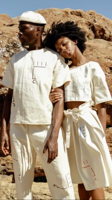 chelseabravostudio: “Playful serenity, luminous ecru tones that glow. Sun kissed skin and dark bouncy coils, culottes and curly waist skirts to twirl around in. Delicately painted abstract faces on buttoned up shirts, billowy jumpsuits and airy low