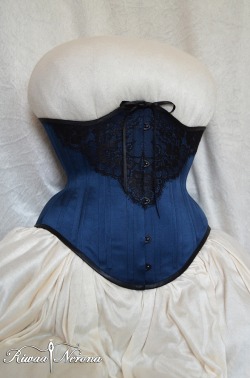 riwaanerona:  Blue silk waist training corset.Corset: