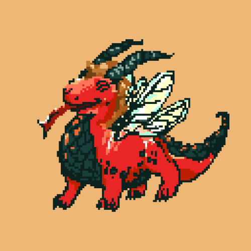 catgirl-julia-montauk:gif of chonko the dragon by @draconym &lt;3this is my first attempt at pixel a