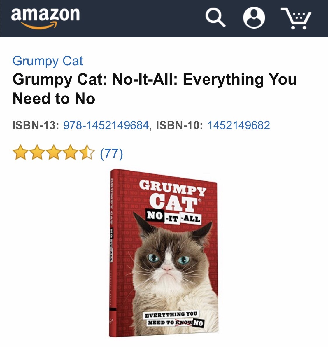 Terrible #BlackFriday Deal On Grumpy Cat's Book "No-It-All" @amazon https://grumpy.cat/gcnoitall