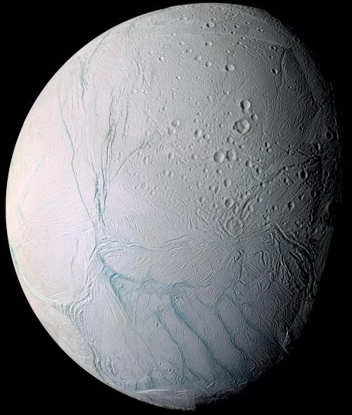 spaceexplorationphotography:Enceladus: The sixth-largest moon of Saturn.Source: https://imgur.com/EY