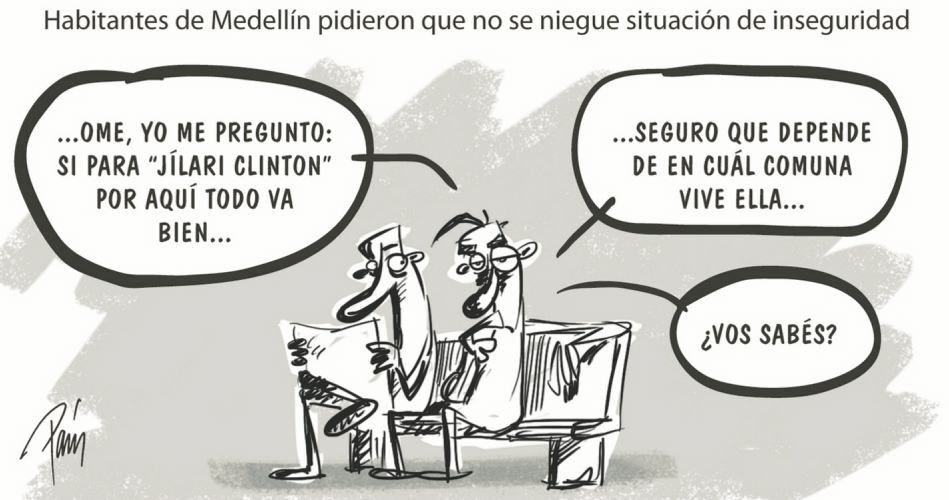 Habitantes de Medellín pidieron que no se niegue situación de inseguridad
Caricatura de Esteban París publicada el 30 de enero de 2013 en EL COLOMBIANO