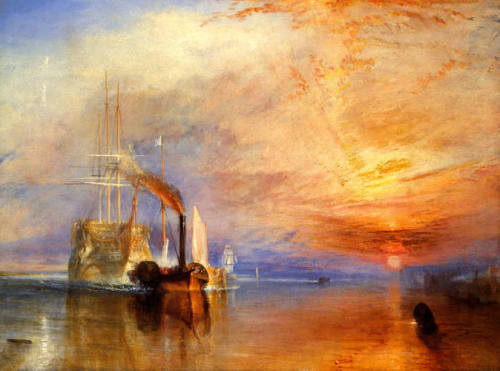 artist-turner: The “Fighting Temeraire” Tugged to her Last Berth to be Broken up, 1839, 