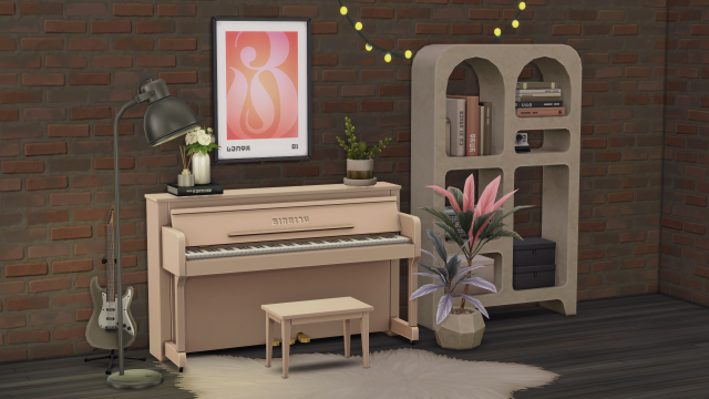 In-game preview of items from myshunosun's Simmify Music Nook set for The Sims 4.