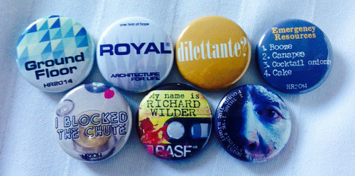 Some of the High-Rise Crew Badges created by Director of Photography, Laurie Rose (2014)