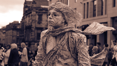 ‘Wind Swept’ static street performer on the royal mile, Edinburgh