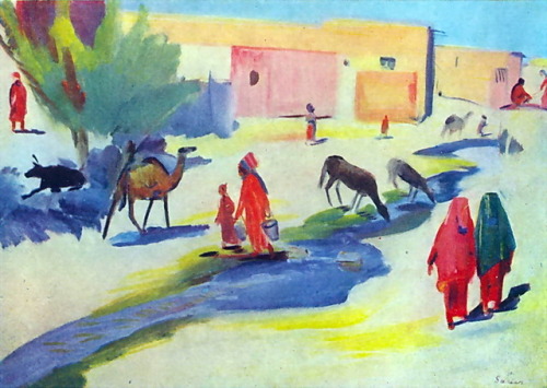 expressionism-art: Street and the ditch in Ashgabat, 1934, Martiros SarianMedium: oil, canvas