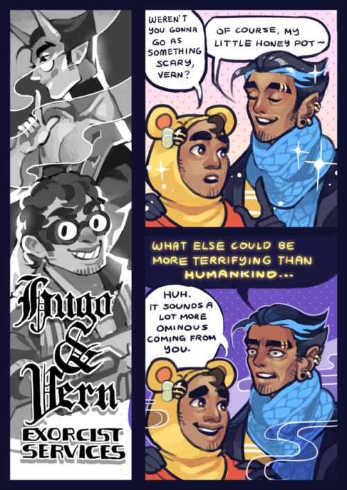 hugo-and-vern:Late Halloween Illustration sheet~ASKDJHASDLKj this COMIC UPDATED I LOVE IT