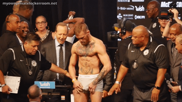 myownprivatelockerroomblog2:  Conor McGregor  big package at weigh in with Mayweather!!