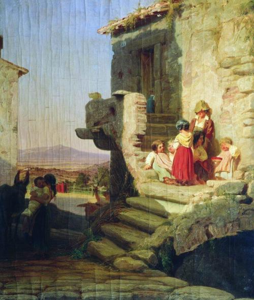 artist-bronnikov: Rome. Italian Courtyard, Fyodor Bronnikov