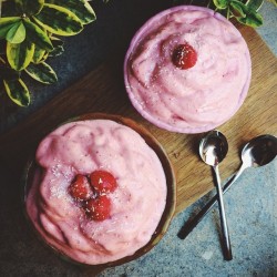 fitness-forever:  berriesflowersandsparkles: Raspberry nana ice cream ( with my brand new @organicburst baobab powder! ) + raspberries and shredded coconut :) 