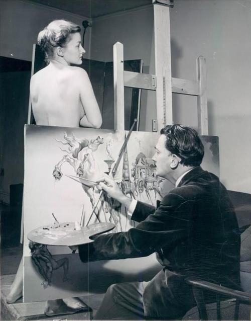 zzzze:  Man Ray, Salvador Dali in his Studio 