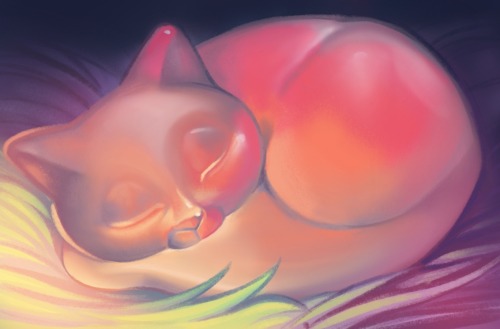 Gem kitty!! soft and round go brrr. This is a study of a pink opalite carving I got myself for Chris