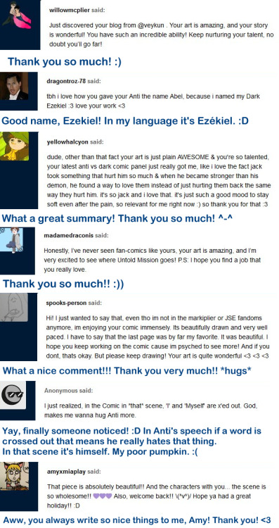 I finally answered the asks in my inbox! My reply is in blue. (obviously)I’m tagging the peopl