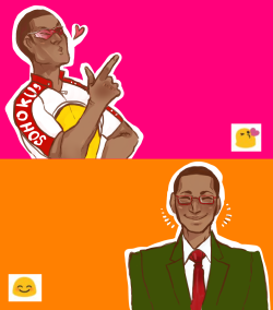 aromantickinjou:  first part of emoji challenge! will upload more tomorrow. (Prompts: Kinjou with B5 and D1) 