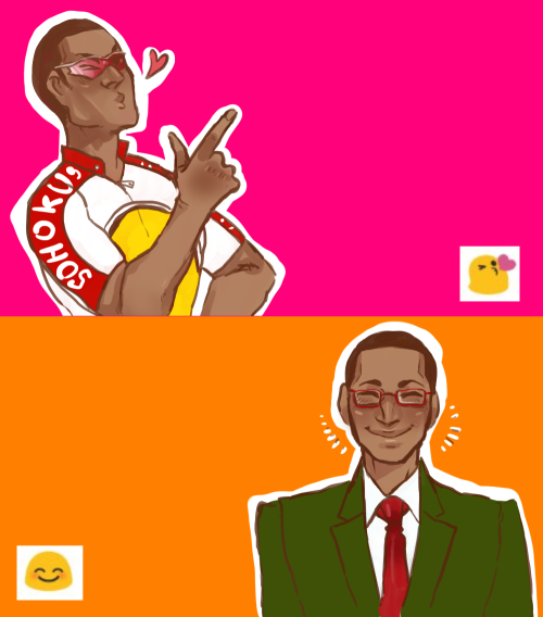 aromantickinjou:  first part of emoji challenge! will upload more tomorrow. (Prompts: Kinjou with B5 and D1) 