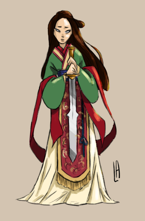 I’m kinda proud of my coloring here&hellip; I love Hua Mulan as she was depicted in the 2009 movie. 