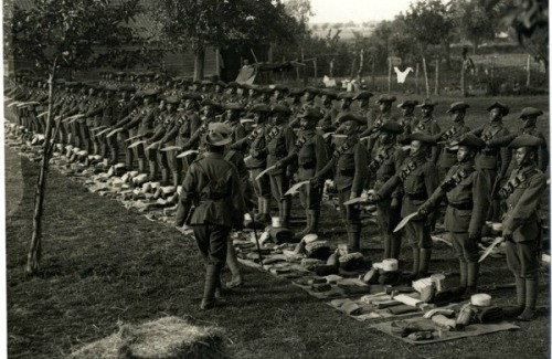 Gurkha soldiers at inspection, France, World War I