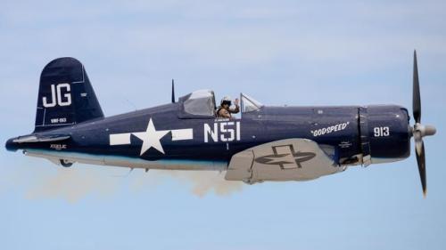 aviationblogs: Newly restored F4U Corsair “Godspeed” dedicated to John Glenn makes its d
