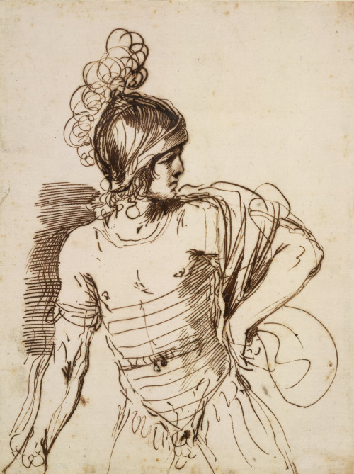 David (Study for a Painting)Guercino (Italian; 1591–1666)ca. 1636Pen and brown ink The British Museu