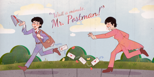 honeypieblues:Beatles Cartoon style practice FT. Please Mister Postman!