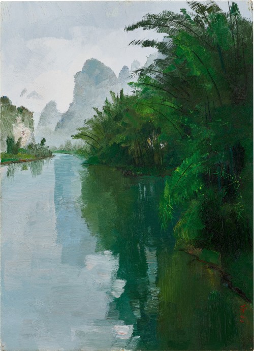 thunderstruck9:Wu Guanzhong (Chinese, 1919-2010), Bamboo Forest of the Lijiang River, 1977. Oil on b