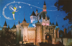 Yourland:  Tinker Bell High Over Sleeping Beauty Castle Postcard 