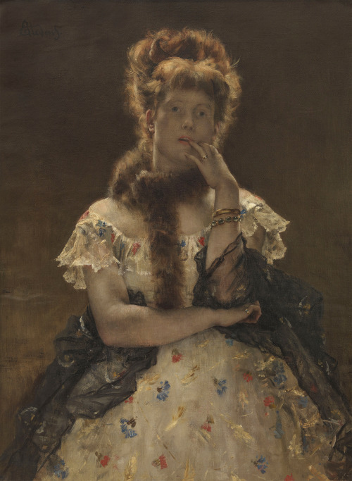 Alfred Stevens (1823-1906), The Parisian Sphinx, 1875-1877,  oil on canvas, 72 x 52 cm. Royal M