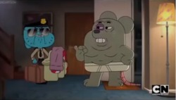 Frankie Watterson after stripping for Nicole in The Amazing World of Gumball episode &ldquo;The Outside.&rdquo;