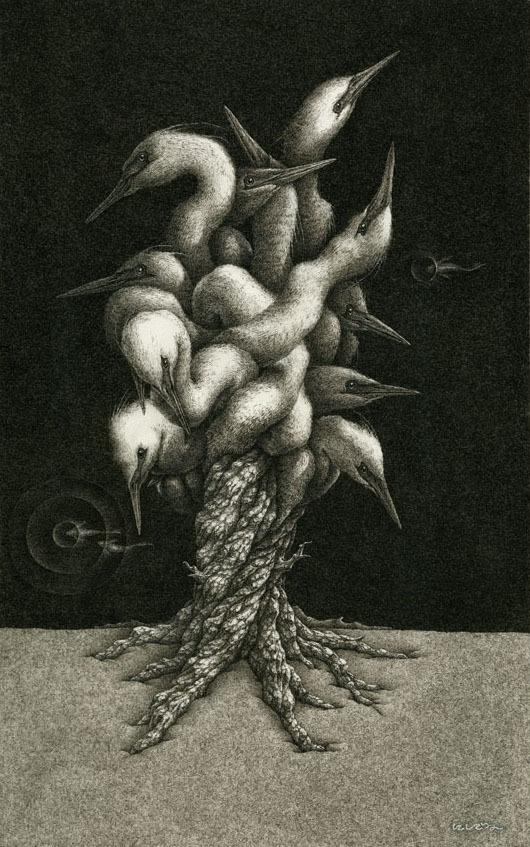 artchipel:  Hiromi Nishizaka - 白い木 White tree. 25x40 cm (2010)