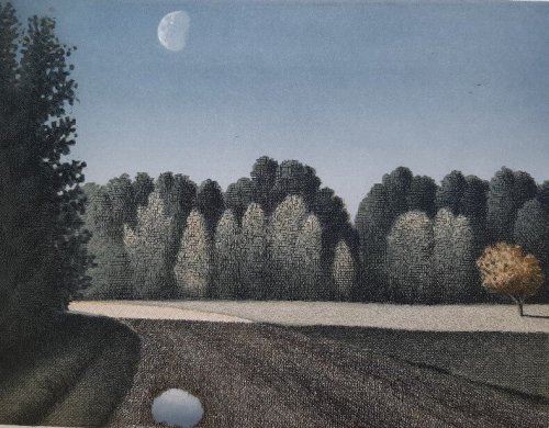 huariqueje:Serene  -   Esa Riippa, 2018..Finnish, 1947-Etching ,40 x 53 cm.