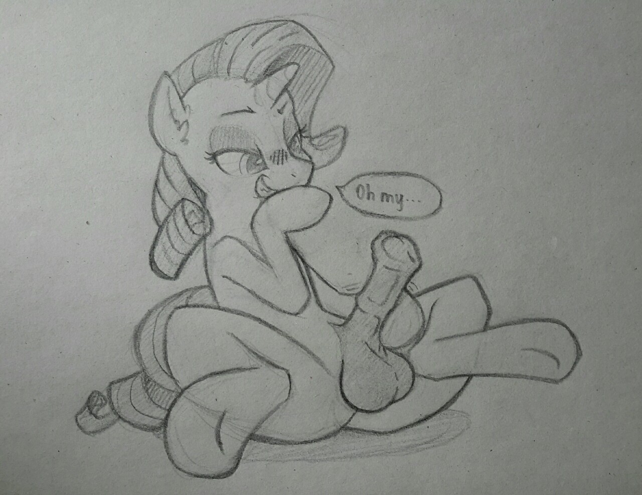 naked-sharks:Drew this a few months ago and forgot to post Rarity likes dicksDohoho~