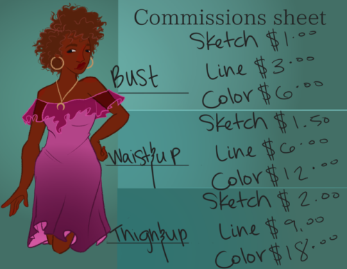 Hey everyone my money has been a little tight lately so I finally made a proper commissions sheet  i