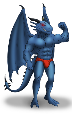 Just the Blue Dragon posing, giving a coy smirk. He could kicks ass, after all, Shu’s pretty powerful too(commission by Bristol of FA)