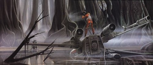 talesfromweirdland:Luke Skywalker’s adventures on Dagobah: Star Wars concept art by the brilliant Ra