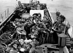hockeypuck77: bag-of-dirt: Canadian soldiers of ‘C’ and ‘D’ Company, Highland Light Infantry of Canada are photographed in LCI(L) 306 (Landing Craft Infantry) en route to Juno Beach during the Allied invasion of Normandy. All Canadian troops
