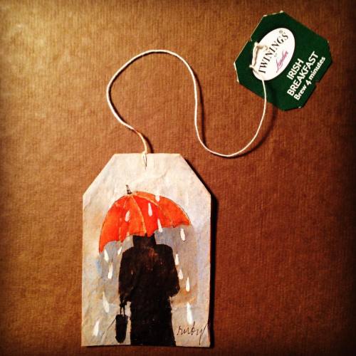 363 days of tea. Day 300. 63 more days! #rainydays and #throwbackthursdays #recycled #teabag #art #t