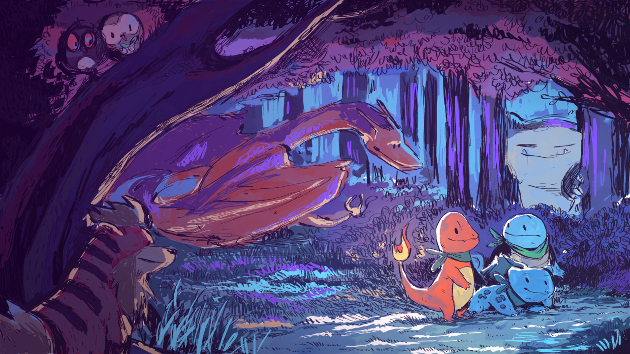 sketchinthoughts:  Pokemon stuff from the art stream!!!! :D desktop sized! 