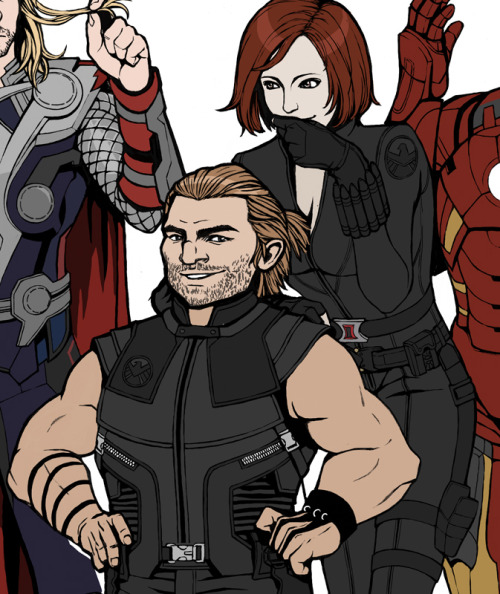 lilyrutherfordblog:  The Avengers : Dragon age (?)  ^▽^I sketched this a while ago (here). Finally I finished it after watching The Avengers 2. It took a freaking long time to clean up and do line works. 7 full bodies and the details that the characters