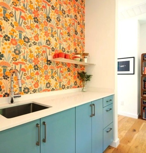 Single Wall Home Bar In Austin Inspiration For A Mid-sized Mid-century Modern Single-wall Light Wood