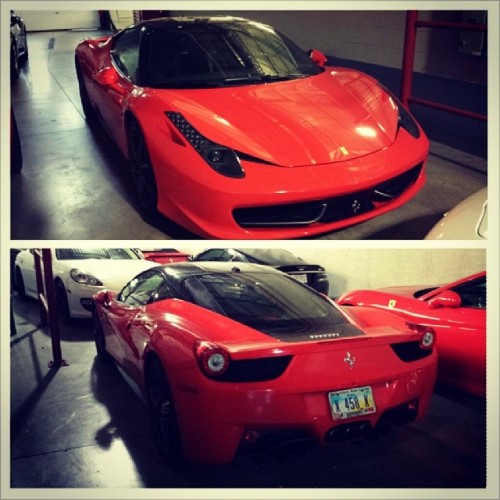 Favorite color on a Ferrari a beautiful #458 just chillin. #columbusexotics  #exotics4life #ferrari #sexinred #magcars #columbuscars #columbuscarsandcoffee