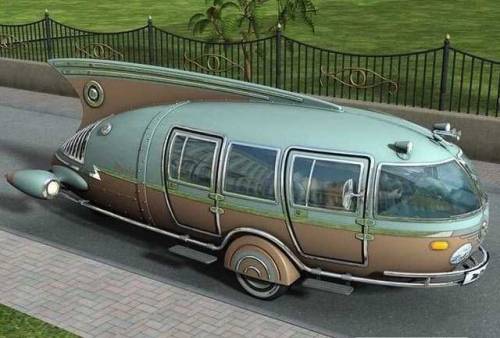 sandronikor: steampunktendencies:   1938 Dymaxion  #steampunktendencies 👈  #steampunk #design #scifi #retrofuture #dieselpunk #atompunk #vehicle #transportation #vintage #retro https://www.instagram.com/p/B2FfABCIfAR/?igshid=xjoydt74k8vj   ◇●°•fishbus•°●◇