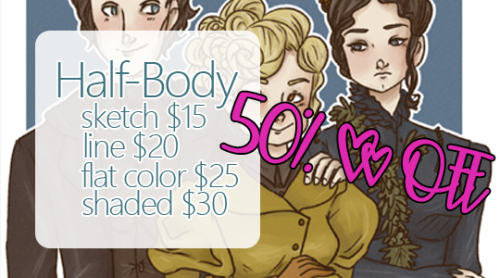 milky-noodles:New Years Flash Sale!!  Any commissions ordered between now and Jan 14th, 2018 will be