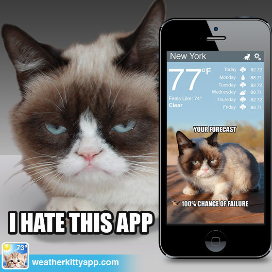 Today's weather forecast calls for scattered showers and a bit of Grump! Check out the Grumpy Cat theme upgrade for the Weather...