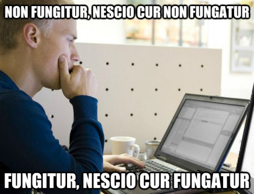 o-eheu:interretialia:Non fungitur, nescio cur non fungaturFungitur, nescio cur fungaturIt doesn’t wo