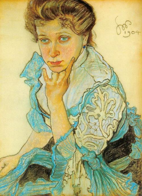 Portrait of Leonowa Sternbachowa (1904). Stanislaw Wyspianski (Polish, 1869-1907). Pastel.Wyspiański