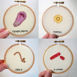 Culturenlifestyle:  Adorable Cross-Stitched Illustrations Of Microbes And Germs By