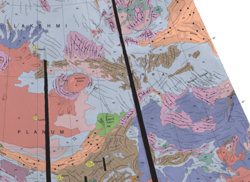 Geologic Map of the Lakshmi Planum Quadrangle (V–7), Venus (detail)